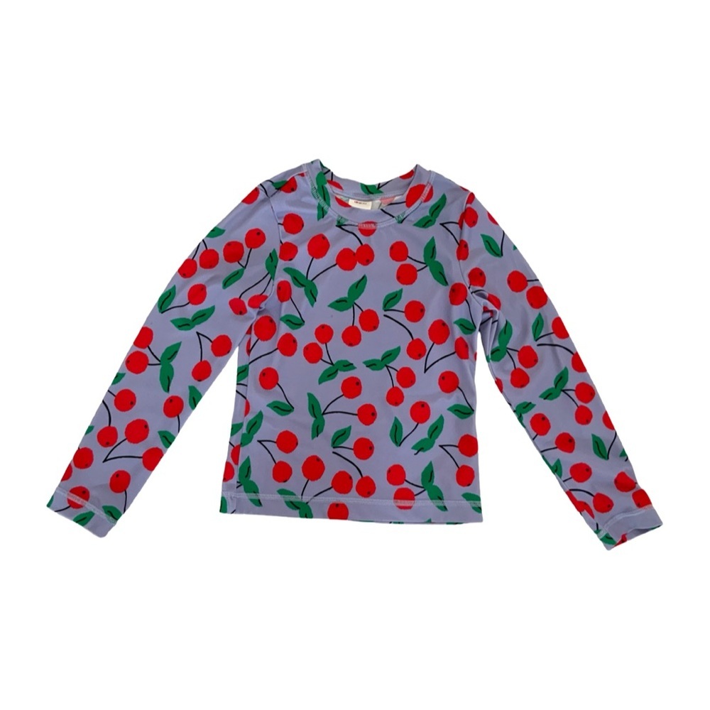 Hanna Andersson Kids Swim Rashguard - Purple with Red and Green Cherry Print